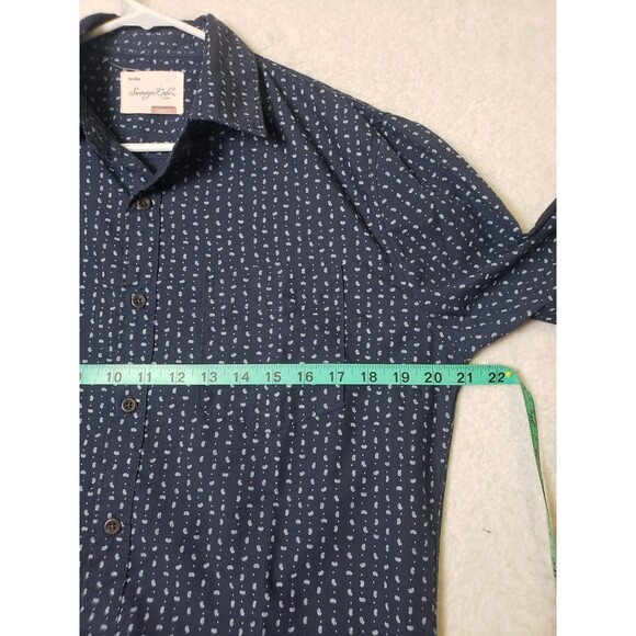 Sovereign Code Men Shirt Small Blue Paisley Poly Blend Long Sleeve Button Up - Picture 9 of 16